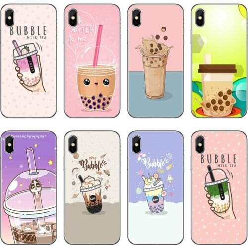 Silicone Cover Case cute bubble milk tea For Xiaomi Mi 11 Note 10 10T 9 9T 8 Pro A2 Lite A3 A1 Poco F1 F2 M3 X3 NFC