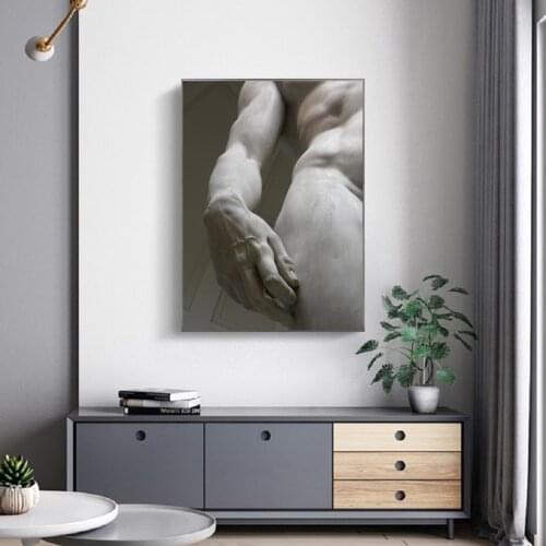 Michelangelo Sculpture Art Posters And Prints Black White David Hand Wall Art Canvas Paintings Pictures Living Room Home Decora