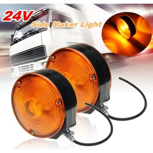 2x 24V Universal LED Clearence Indicator Side Marker Light Double Side Lamp For Truck Trailer Boat Bus Amber Yellow