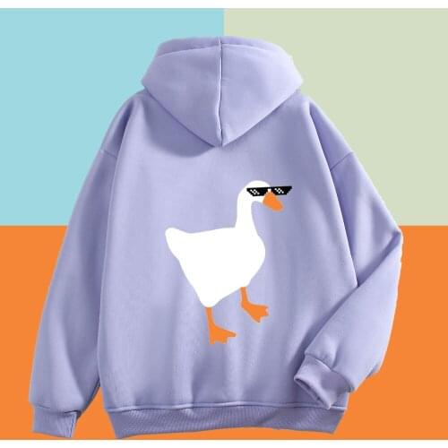 Funny Duck Printed Pullover Sweatshirt Oversized Harajuku Unisex Clothing Long Sleeves Hoody Ladies Cute Cartoon Fashion Clothes