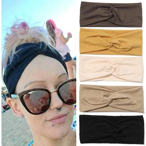Headbands for Women Boho Wide Twist Yoga Elastic Hair Bands Workout Running Sport Non Slip Sweat Solid Color Hair Wrap for Girls