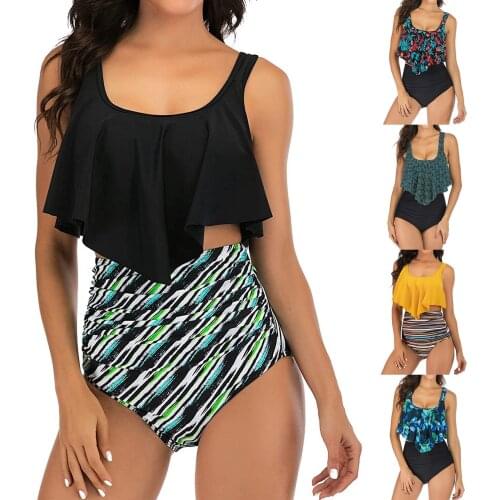 Women High Waist Bikini Plus Size Swimwear Summer Swimsuit Beach Wear Bathing Suit Ruffle Bikini Mujer bañadores mujer 2021