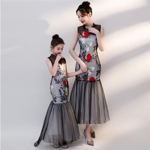 Women Bride Mother and Daughter Wedding Dress 2020 Summer Flower Mommy and Me Clothes Family Look Mom Mum Baby Girl Clothes