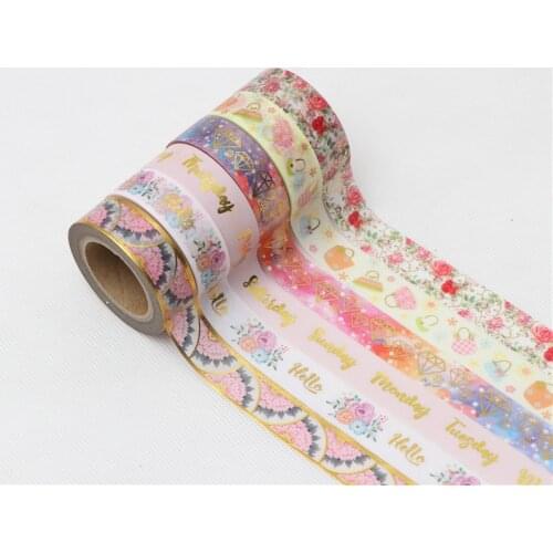 15mm*10m Rose Diamonds Foil washi tape masking tapes for diary album scrapbooking decoration Stationery