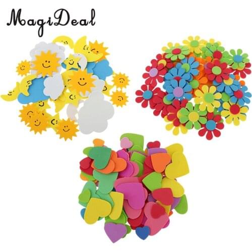 180pcs Mixed Foam Heart Flower Sun Clouds Shape for DIY Kid Craft Home Decor