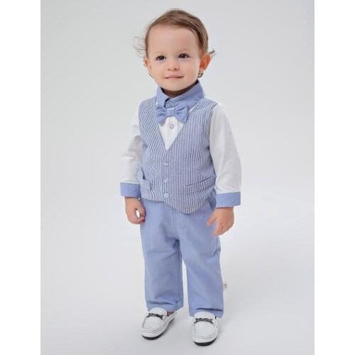 2021 Fashion Children Suit Baby Boys Clothes Newborn Tracksuit Formal Dresses Romper+Pant 2 Pieces Costumes For Children 0-2Y