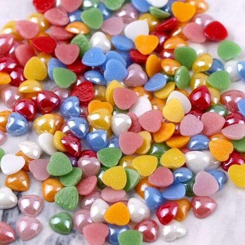 500pc Mix Color 6mm Heart Ceramic Beads Pearl DIY Craft Flatback Pearls Stones And Crystals Jewelry Accessories DIY