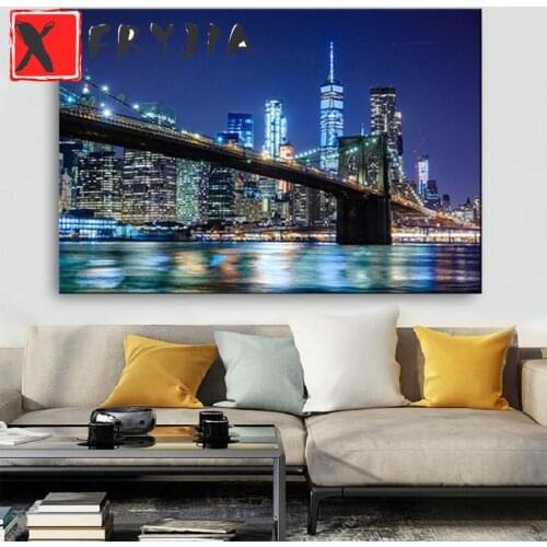 Full Square round drill Diamond painting City architecture new york brooklyn bridge scenery Diamond embroidery home decoration