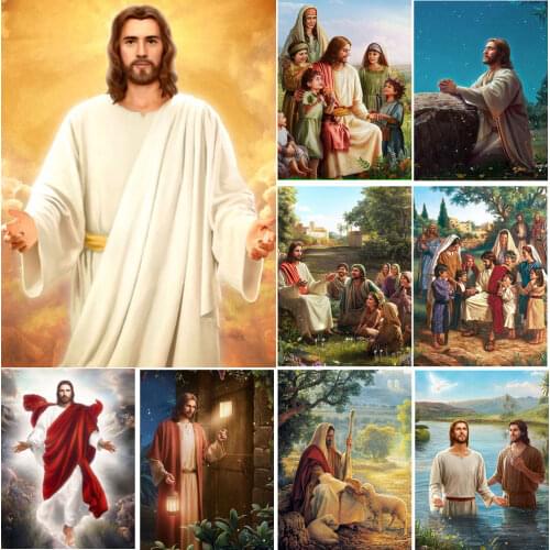 Full Round Drill 5D Diy Diamond Painting Jesus Diamond Embroidery Cross Stitch Mosaic Religion Landscape Home Decor