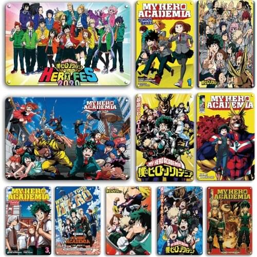 Anime & Manga My Hero Academia Metal Plate Sign Vintage Japanese Animation Tin Posters Painting Wall Decor Stickers Home Decor