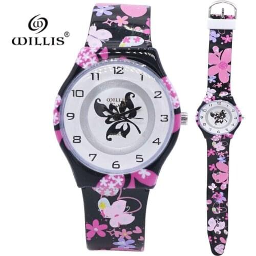 New Arrival Brand Elegant Butterfly Kids Watch Quartz Clock Wristwatch Silicone Girls Ultra thin Band Feminino Relogio