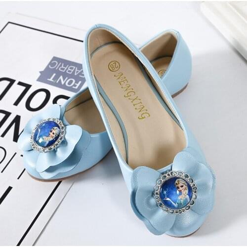 2019 spring and autumn girls Elsa flat single shoes childrens Frozen Princess shoes EU size 25-37