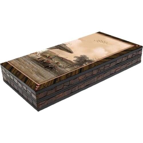 Fantastic Wooden Backgammon Üsküdar Fountain High Grade Backgammon Chess Travel Chess Set Beautiful Wooden Chessboard Classic