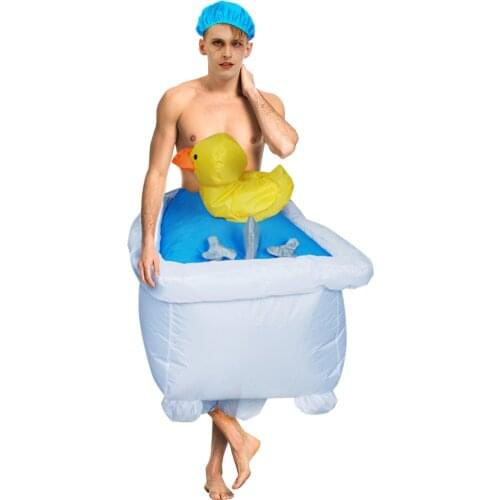 Fantastic Cool Bathtub Inflatable Costume for Adult Halloween Funny Cosplay Costums Women Men Party Performance Clothes Suit