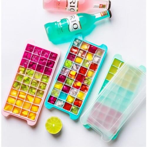 24/36 Cavity Ice Cube Maker Tray Box with Lid Cover Freezer Food Grade Silicone Mold Mould