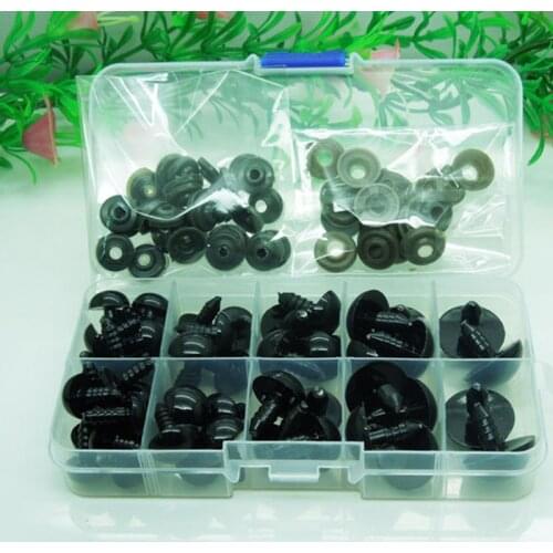 Plastic eyes 12/14/16/18/20mm Black Safety Eyes / Plastic Doll eyes For Bear Doll Animal Puppet Making - 52pcs/lot with box