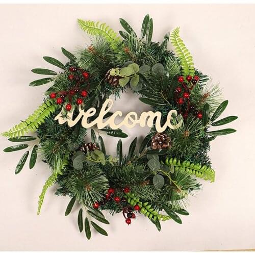 Hot Sale Welcome Hanging Decorations Christmas Wreath Beautiful Artificial Door Hanging For Home Office Decor