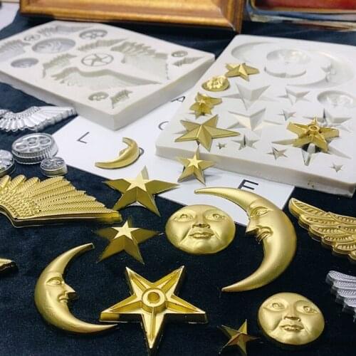 Crystal Epoxy Resin Mold Star Moon Face Angel Wing Silicone Mould DIY Craft Tool
