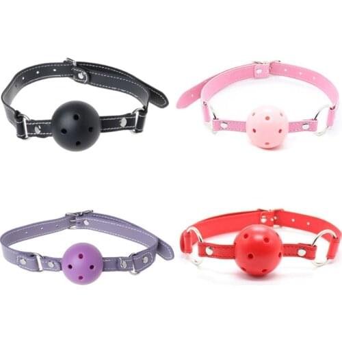 Artificial Leather Women Erotic Fun Bondage Ball Hollow Mouth Gag Adult Restraint Slave Sex Toys Couples Games Accessory