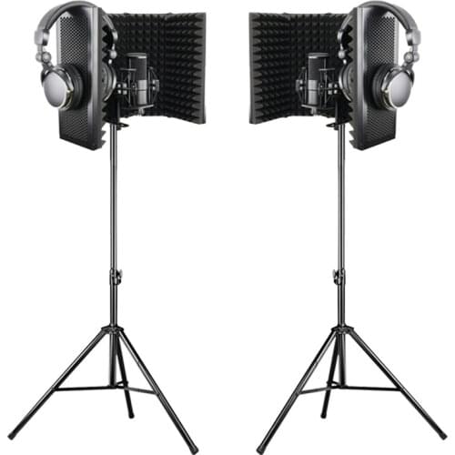 Microphone Isolation Shield 3/5-Panel Wind Screen Filter Foldable with 3/8" and 5/8" Threaded for Recording Studio Singing New