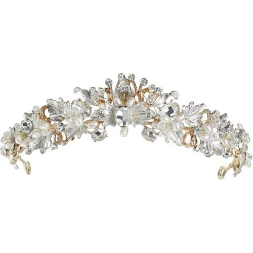 Boutique jewelry bride crown flower rhinestone pearl headband bride wedding headdress wedding accessories