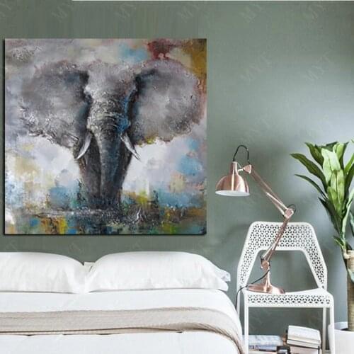 Large size Handpainted Morden Abstract animal elephant Oil Painting On Canvas Wall Art Pictures For Living Room Home Decor