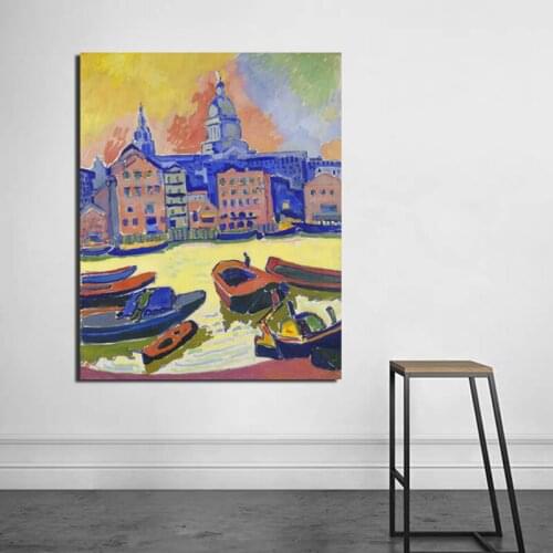 Andre Derain Boat And House Art Canvas Painting Prints Living Room Home Decoration Modern Wall Art Oil Painting Posters Pictures