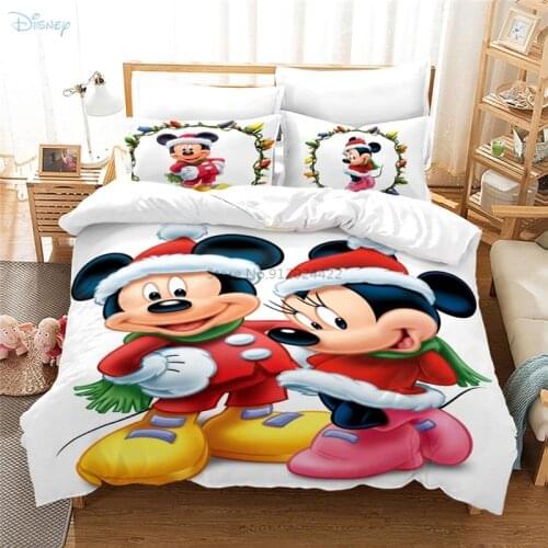 New Christmas Mickey Mouse Disney 3d Bedding Set Twin Full Queen King Children Duvet Cover Pillowcase Home Textile Dropshipping