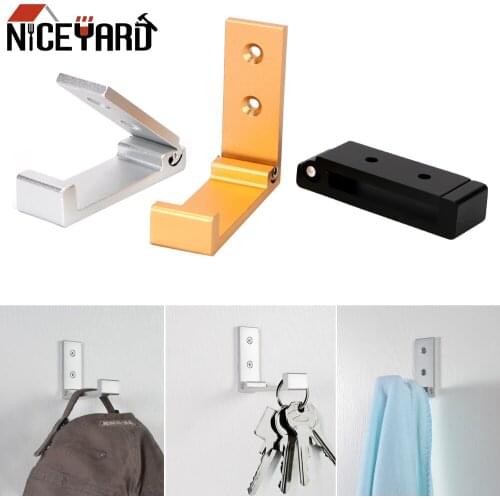NICEYARD Creative Aluminum Alloy Folding Hooks Rustproof Towel Hooks Clothes Towel Coat Rack Wall Door Clothes Hangers