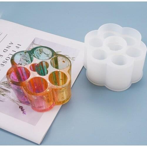 Round 6 Grids Silicone Mold DIY Crystal Epoxy Mould For Lipstick Ornament Decoration Handcraft Soap Mold Candle Soap Making