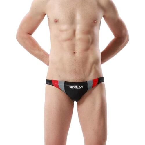 Seobean Brand Swimwear Men Swimming Briefs Sexy Low Waist Swimsuit Beach Shorts For Bikini Surf Gay Bathing Sunga Slim Briefs