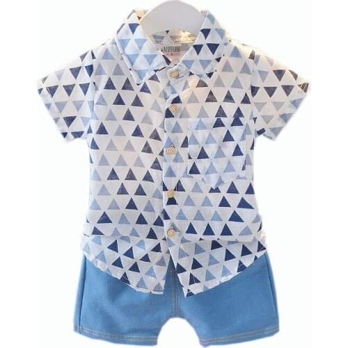 Summer Print Childrens Clothes Sets Boys Shirt+Shorts 2 Pcs Casual Sets for Boys Family Clothing Sets Clothing for Boys 1-4 Y