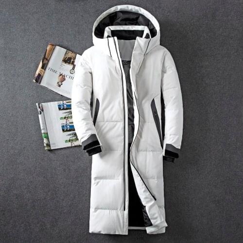 2019 Winter New Down Jacket Men 90% White Duck Down Men X-Long Section Casual Thickening Warm Youth MenS Hooded Down Coat