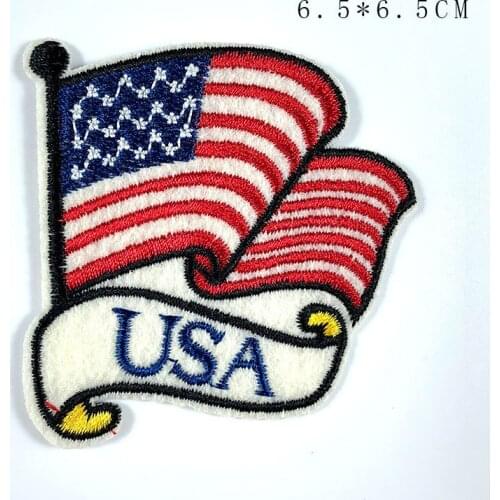 Hot Sale USA Flag Stripe Appliques Iron On Biker Patch Punk Patches DIY Stickers For Clothes Embroidery Patch Sewing Accessory