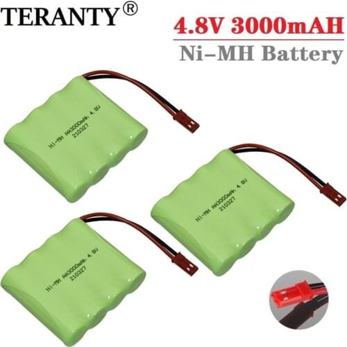1-10PCS 4.8v 3000mAh NiMH Battery For RC Cars Robots Tanks Gun Boats AA 4.8v Rechargeable Battery Pack With JST Plug