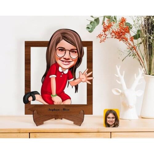 Personalized Female Child Caricature Of Wooden STANDING 3D Biblo-2