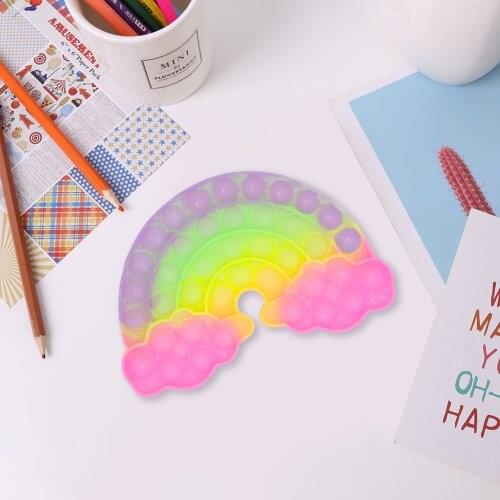 Rainbow Silicone Push Bubble Fingertip Toys Anti-Stress Stress Reliever Squeeze Toy Adults Children Sensory Antistress Toys#22