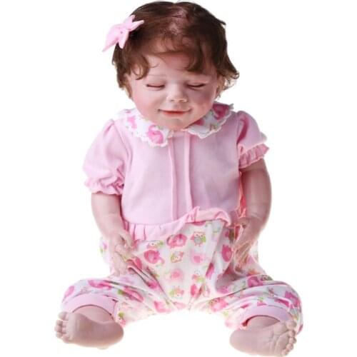 Eyes-Close Pink Suit Girl Doll Realistic Baby Girl Doll Washable Doll Toys Lifelike Boy Doll Toy Reborn Interactive Doll