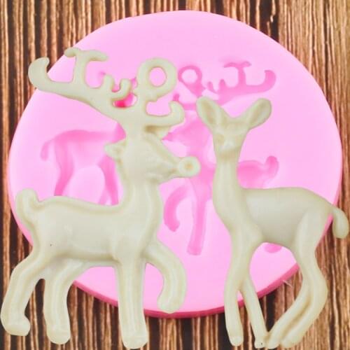 Christmas Deer Silicone Molds DIY Party Fondant Cake Decorating Tools Kitchen Baking Cake Mold Chocolate Gumpaste Moulds