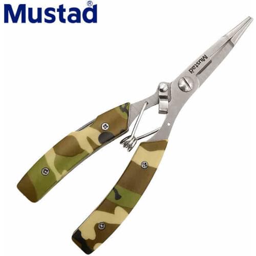 Mustad Fishing Pliers Multifunction Stainless PE Braid Line Wire Cutter Ultra Sharp Lure Pliers Fishing Holder Tackles Pesca