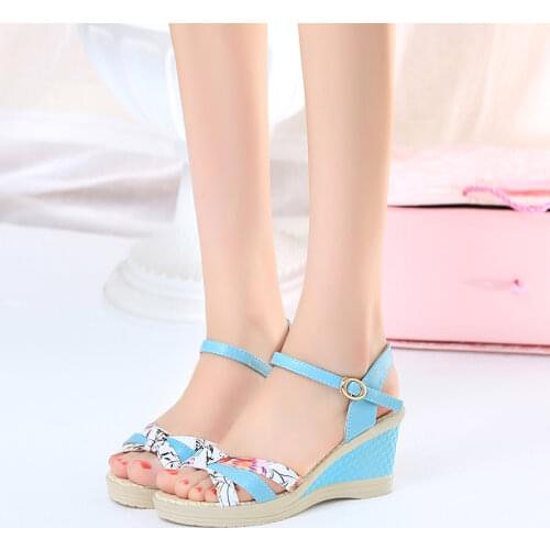Summer 2021 Women Wedges Sandals Mid Platform Hemp Weaving Buckle Fashion Casual Beach Outdoor Ladies Shoes Zapatos De Mujer