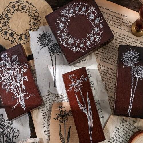 Vintage Garden Collection Series Orchid Stamp DIY Wooden Rubber Stamps For Scrapbooking Stationery Scrapbooking Standard Stamp
