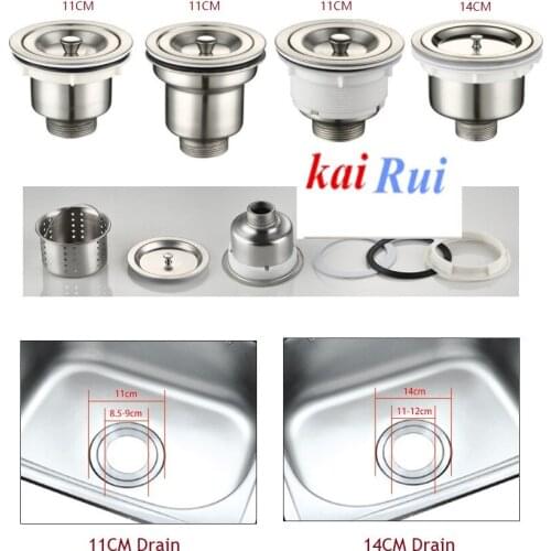 110mm 140mm Kitchen Stainless Steel Sink Drain Strainer Basket Sink Hole