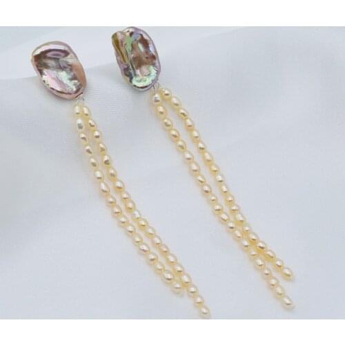 Tassel super long earrings, natural baroque pearls, ladies earrings, 925 sterling silver, vintage jewelry