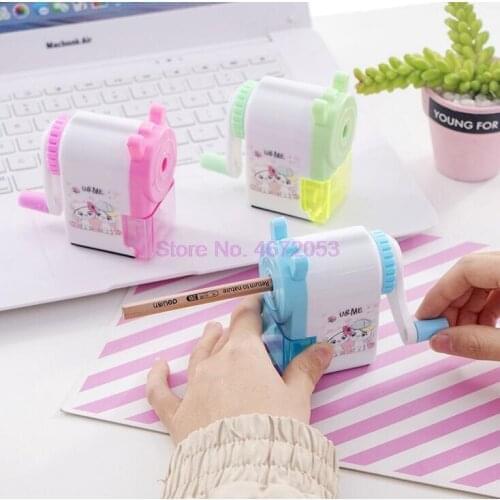 200pcs/lot Hand Crank Mechanical Accessory Sharpener Creative Student Cartoon Print Pencil Sharpener For Kids School Supply