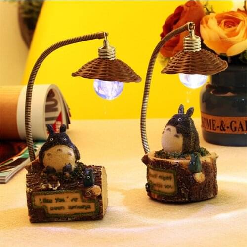 Totoro Creative Birthday Gift Anime Japanese-style Luffy Night Light Hand-made Student Gift Doll Resin Crafts Ornaments Kids Gif