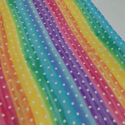 Amazing Rainbow Cotton Fabric 7 Color Polka Dot Polychrom Multicoloured Strip DIY sewing Clothing Tissue Telas Patchwork