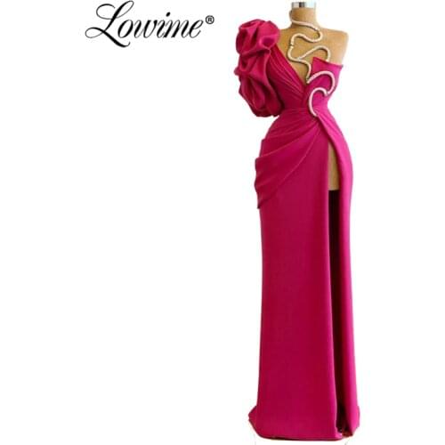 High Split Side Prom Dresses 2020 New Arrival Mermaid African Party Dress One Shoulder Simple Cheap Prom Dresses Robes De Soiree