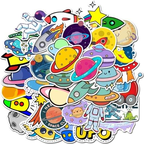 10/30/50PCS Cartoon Personality Outer Space Exploration Planet Astronaut Suitcase Guitar Graffiti Sticker Decoration Wholesale
