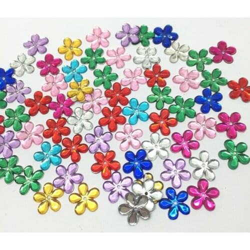 100pcs 12MM Shiny Flower Gems Flatbacks Embellishments DIY Phone Nail Decorations Crafts 11 Colors